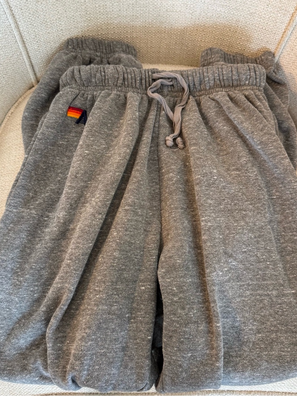 Aviator Nation Gray Jogger Sweatpants (with pockets!) with lightning bolt.